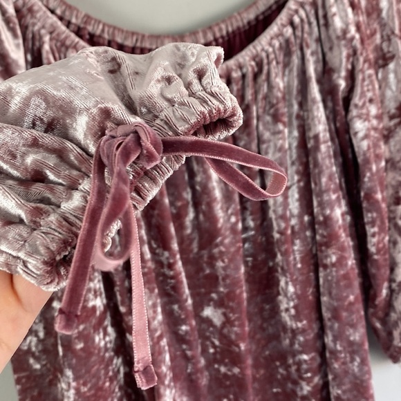 American Eagle Pink Crushed Velvet Off The Shoulder Peasant Top Size Small Fairy - Picture 9 of 13